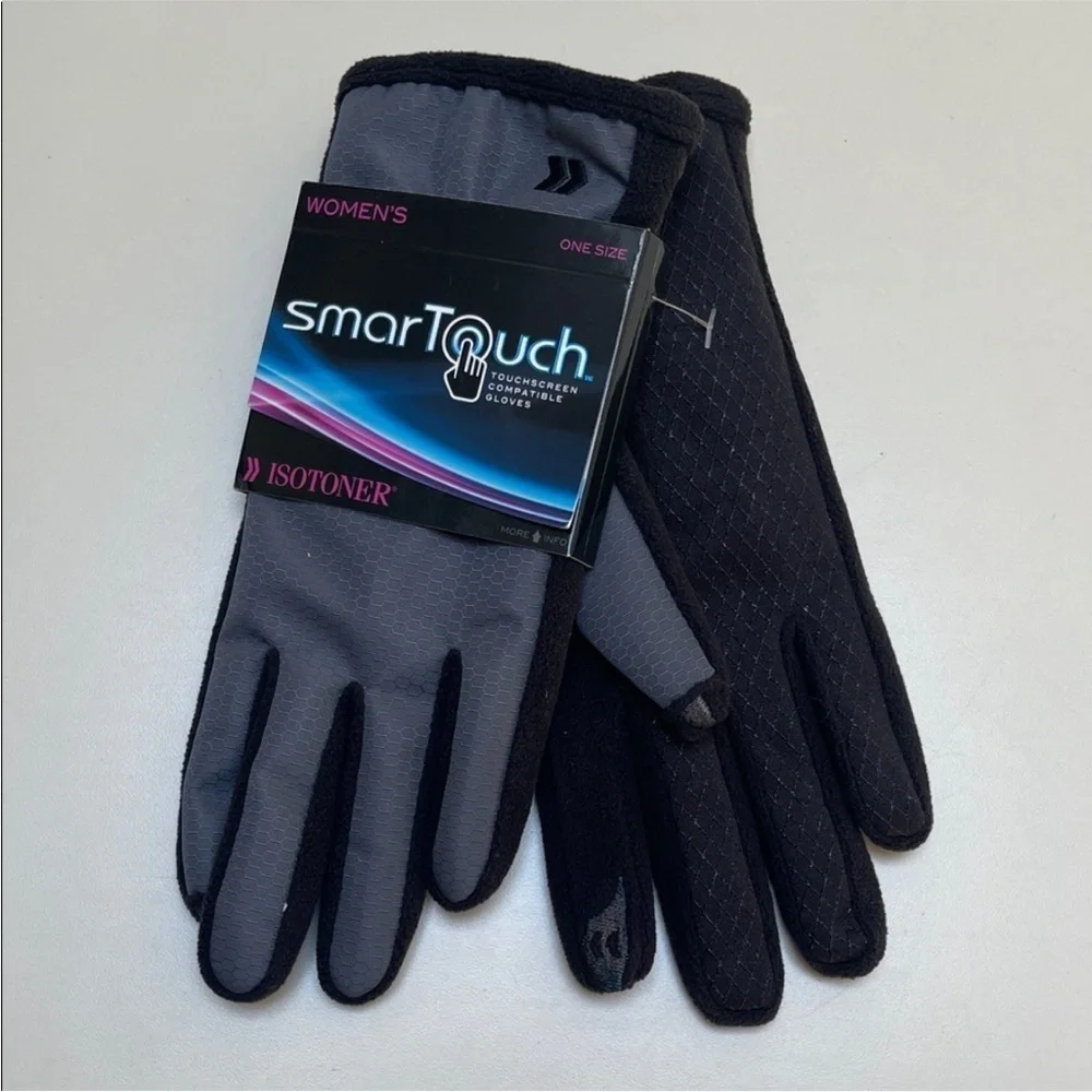 🆕 ISOTONER SmartTouch Women’s Black and Gray Gloves - Picture 4 of 4